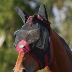 Weatherbeeta ComFiTec Fine Mesh Fly Mask With Ears (Black/Burgundy) Weatherbeeta ComFiTec Fine Mesh Fly Mask With Ears (Black/Burgundy)